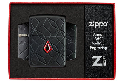 Zippo Armor Crystal Design Black Matte Crystal Attached #46756