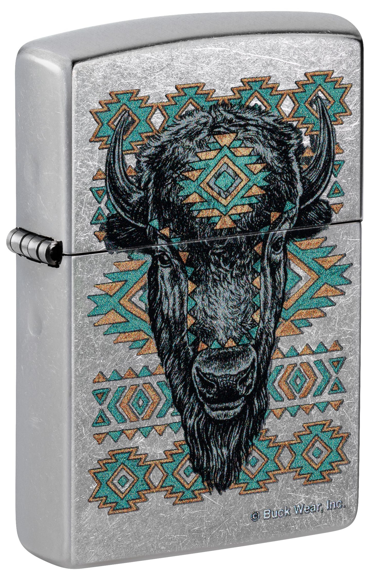 Zippo Buck Wear Buffalo Design, Street Chrome Lighter #46422