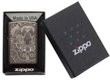 Zippo Elephant Fancy Fill Design, Black Ice Finish Lighter #49074