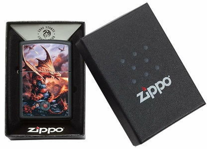 Zippo Anne Stokes Fire Breathing Dragon Black Matte Genuine Lighter #49097