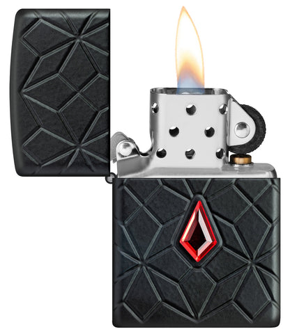 Zippo Armor Crystal Design Black Matte Crystal Attached #46756