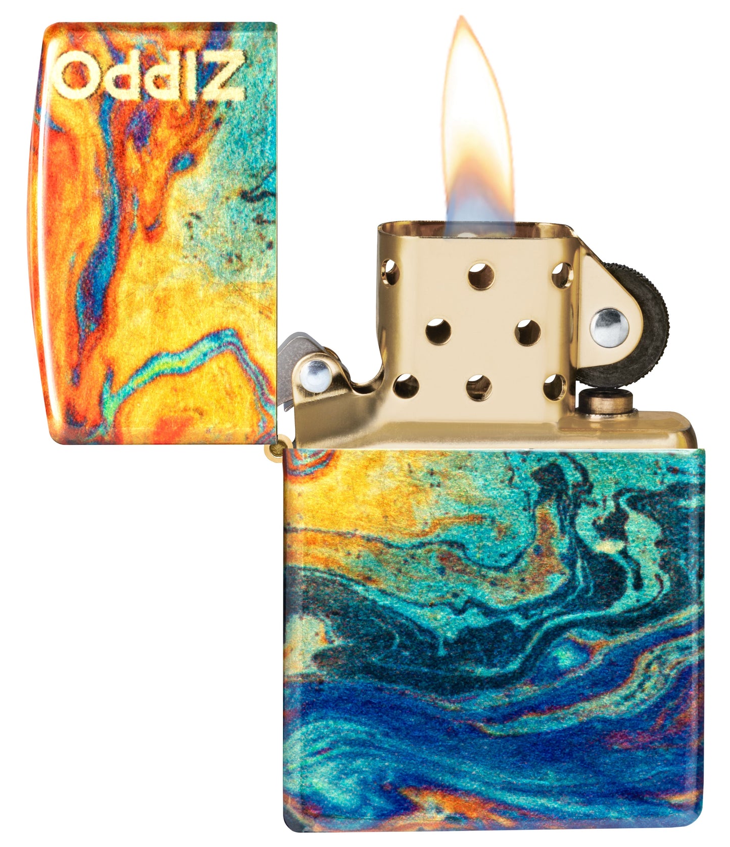 Zippo Mars Swirls Design, 540 Tumbled Brass Fusion Lighter #48778