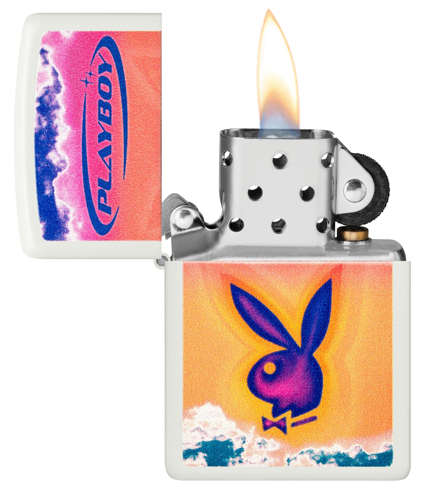Zippo Playboy Sunset Logo, White Matte Lighter #48744