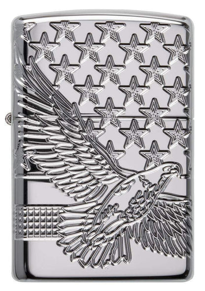 Zippo Patriotic USA 360 Design, High Polish Chrome Lighter #49027