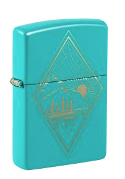 Zippo Geometric Mountain Scene Design, Teal Matte Lighter #48473