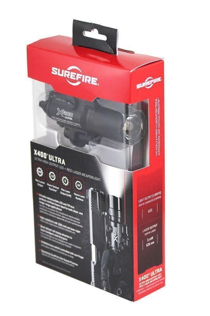 Surefire X400 Ultra w/ Red Laser, 500 Lumens LED WeaponLight Tactical #X400U-A-RD