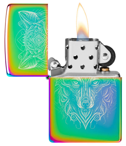 Zippo Mystic Wolf Design, Multi Color Lighter #46176