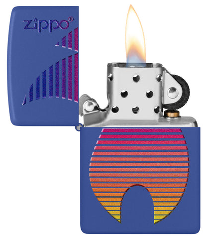 Zippo Vibrant Retro Logo Design, Royal Blue Matte Lighter #48996