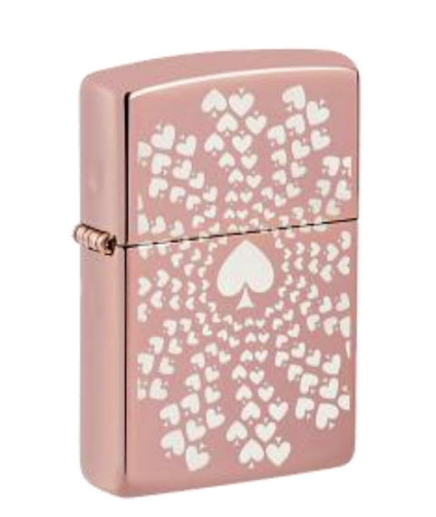 Zippo Heart Burst Pattern Design, Rose Gold Lighter #48129