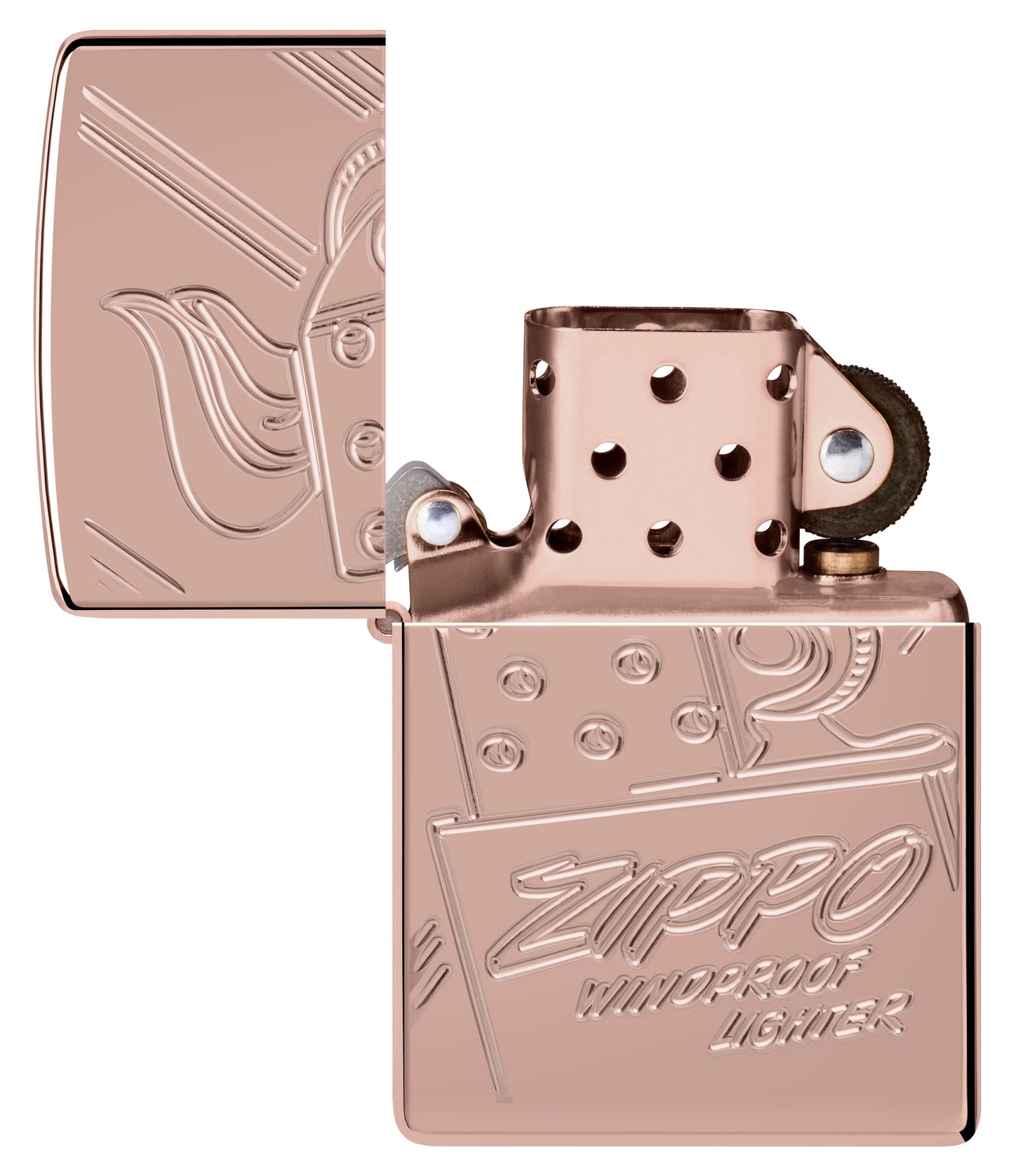 Zippo Script Logo Collectible, High Polish Rose Gold Armor Lighter #48768