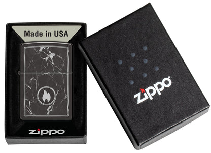 Zippo Marble Flame Design, High Polish Black Lighter #46571