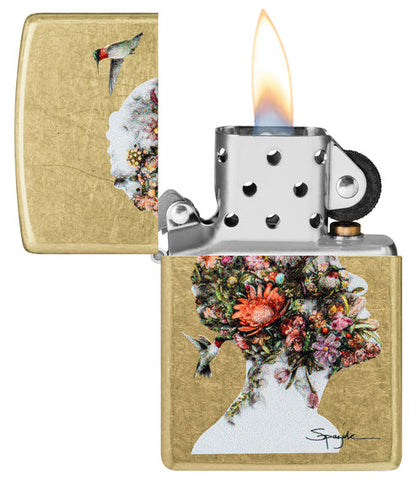 Zippo Spazuk Hummingbirds Design, Street Brass Finish Lighter #46747