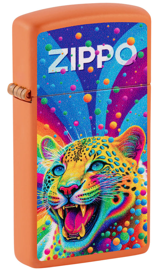 Zippo Leopard Zippo Logo Design, Slim Orange Matte Lighter #46018