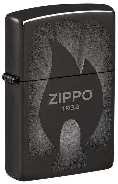 Zippo Radiant Zippo Flame Logo, High Polish Black Lighter #46175