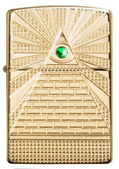 Zippo Eye of Providence Pyramid, Swarovski Crystal, High Polish Brass Armor Lighter #49060