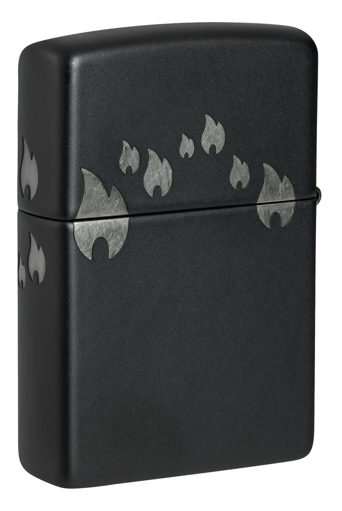 Zippo Flame and Logo Laser Engraved 360 Design, Black Matte Lighter #48980