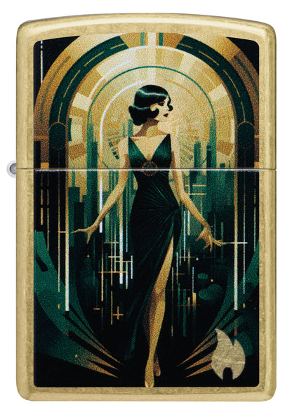 Zippo Art Deco Lady, Street Brass Lighter #47435