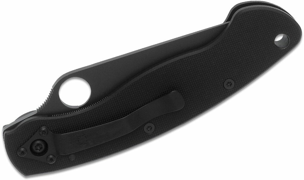 Spyderco Military Folding Knife, 3" Black Blade G10 Handles Made in USA #C36GPBK