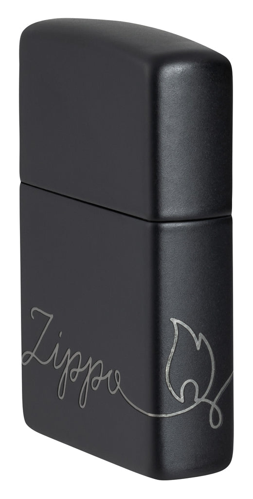 Zippo Windproof Script Laser Engraved 360 Design, Black Matte #48979