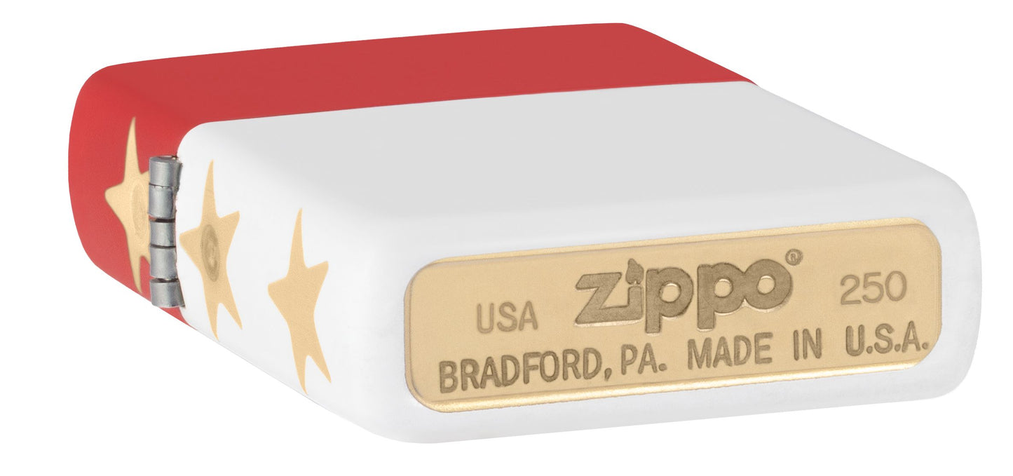 Zippo USA 250th Anniversary Engraved, Red/White Matte Lighter #47295