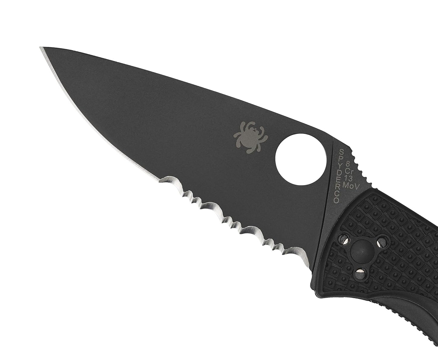 Spyderco Tenacious Lightweight Serrated Black Blade, Folding Knife #C122PSBBK