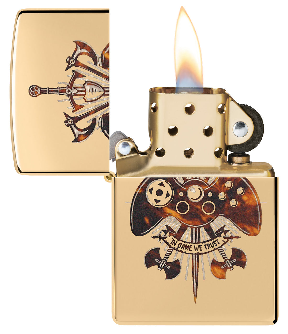 Zippo Gamer Creed Design, High Polish Brass Lighter #46141