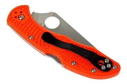 Spyderco Delica Knife, Flat Ground Blade, Orange VG-10 FRN Handle #C11FPOR