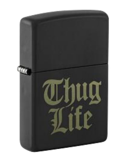 Zippo Thug Life Script Design, Black Matte Lighter #48545