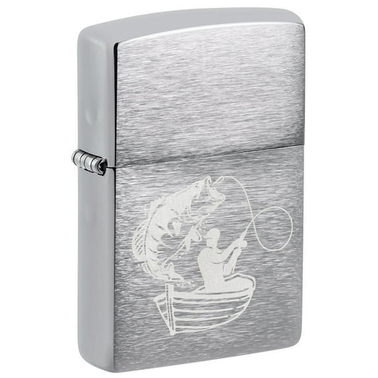 Zippo Fisherman and Jumping Bass Design, Street Chrome Lighter #48863