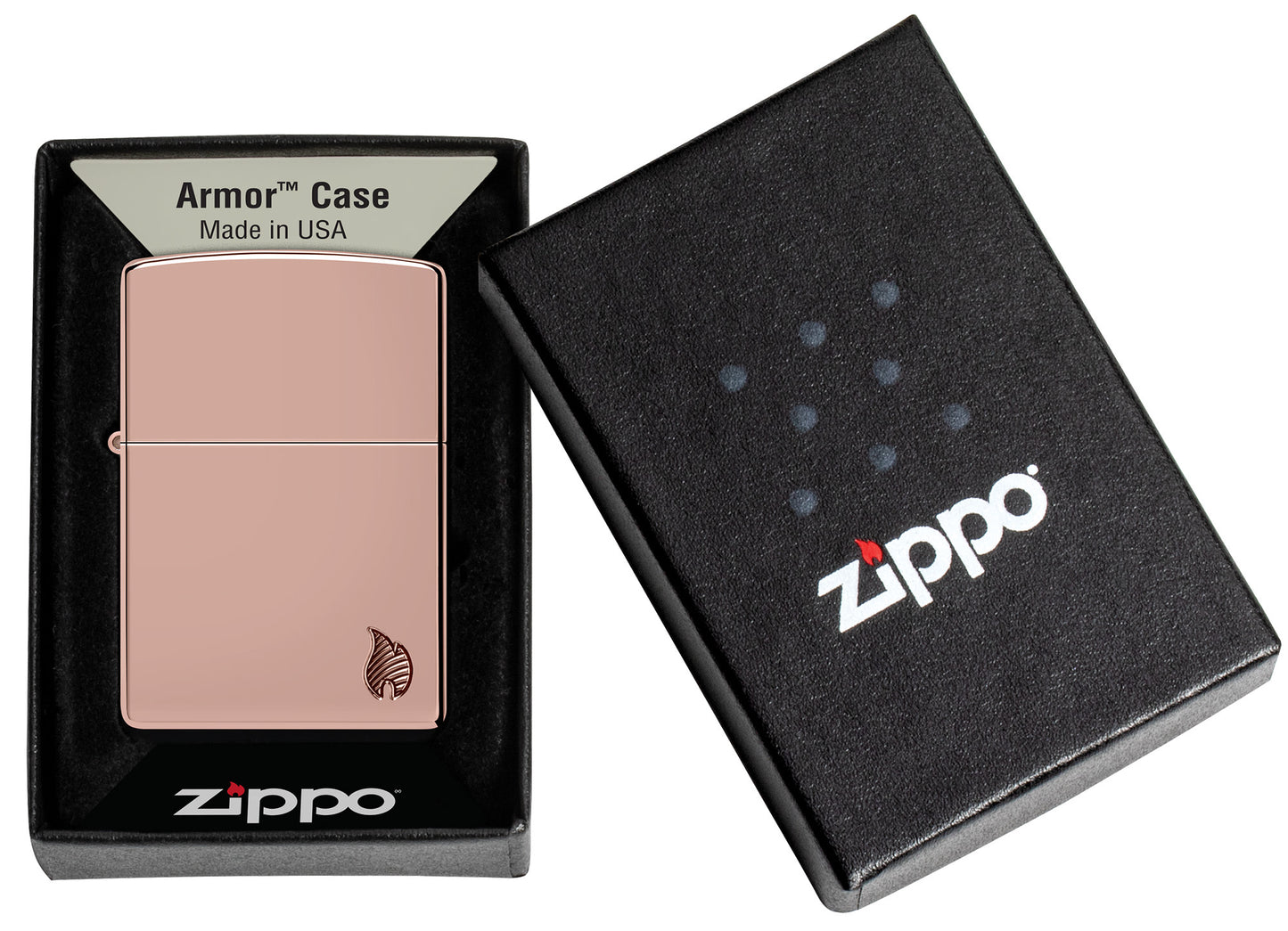 Zippo Armor High Polish Rose Gold Flame Design #46401