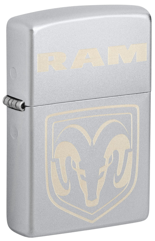 Zippo Ram Truck Automobile Logo, Satin Chrome Laser Engrave Lighter #48763