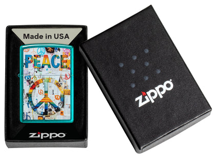 Zippo Peace, Candy Teal Lighter #47264