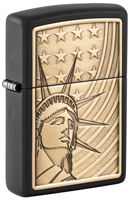 Zippo Lady Liberty USA Emblem, Black Matte Lighter #48921