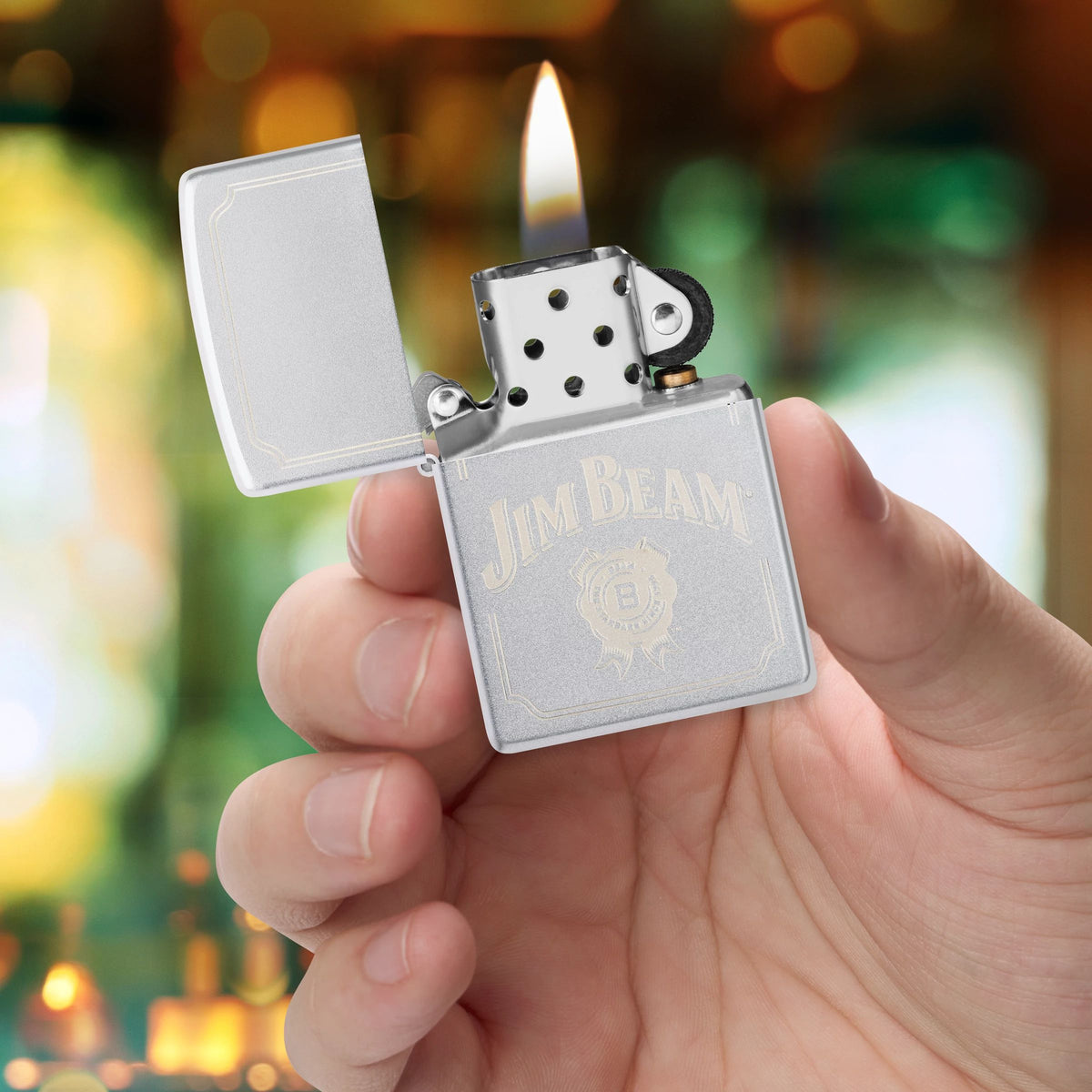 Zippo Jim Beam, Satin Chrome Lighter #47411