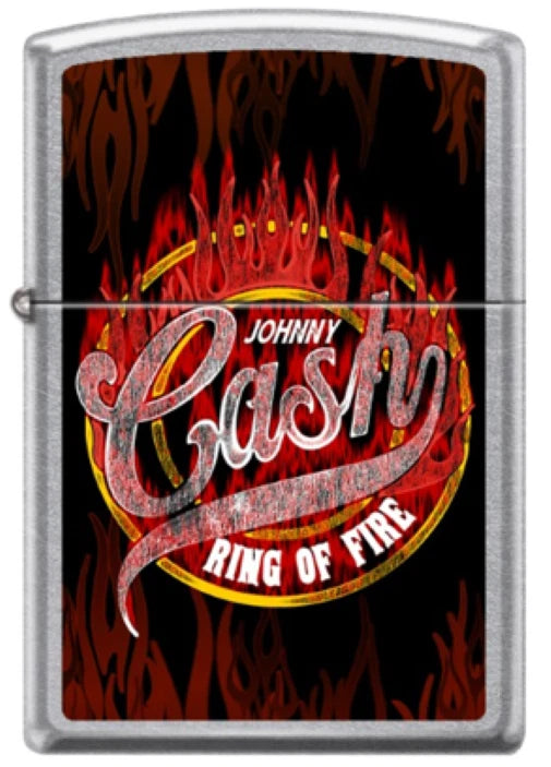 Zippo Johnny Cash Ring of Fire, Street Chrome Lighter #46979