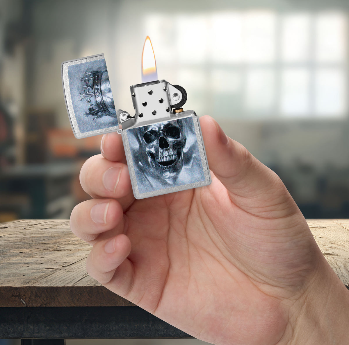 Zippo Skull King, Street Chrome Lighter #47258
