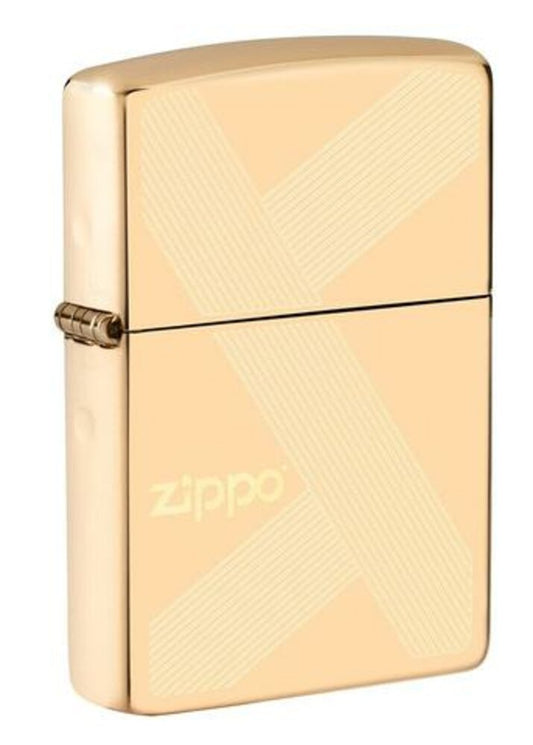 Zippo Laser Engraved Logo Design, High Polish Brass, Windproof Lighter #49255