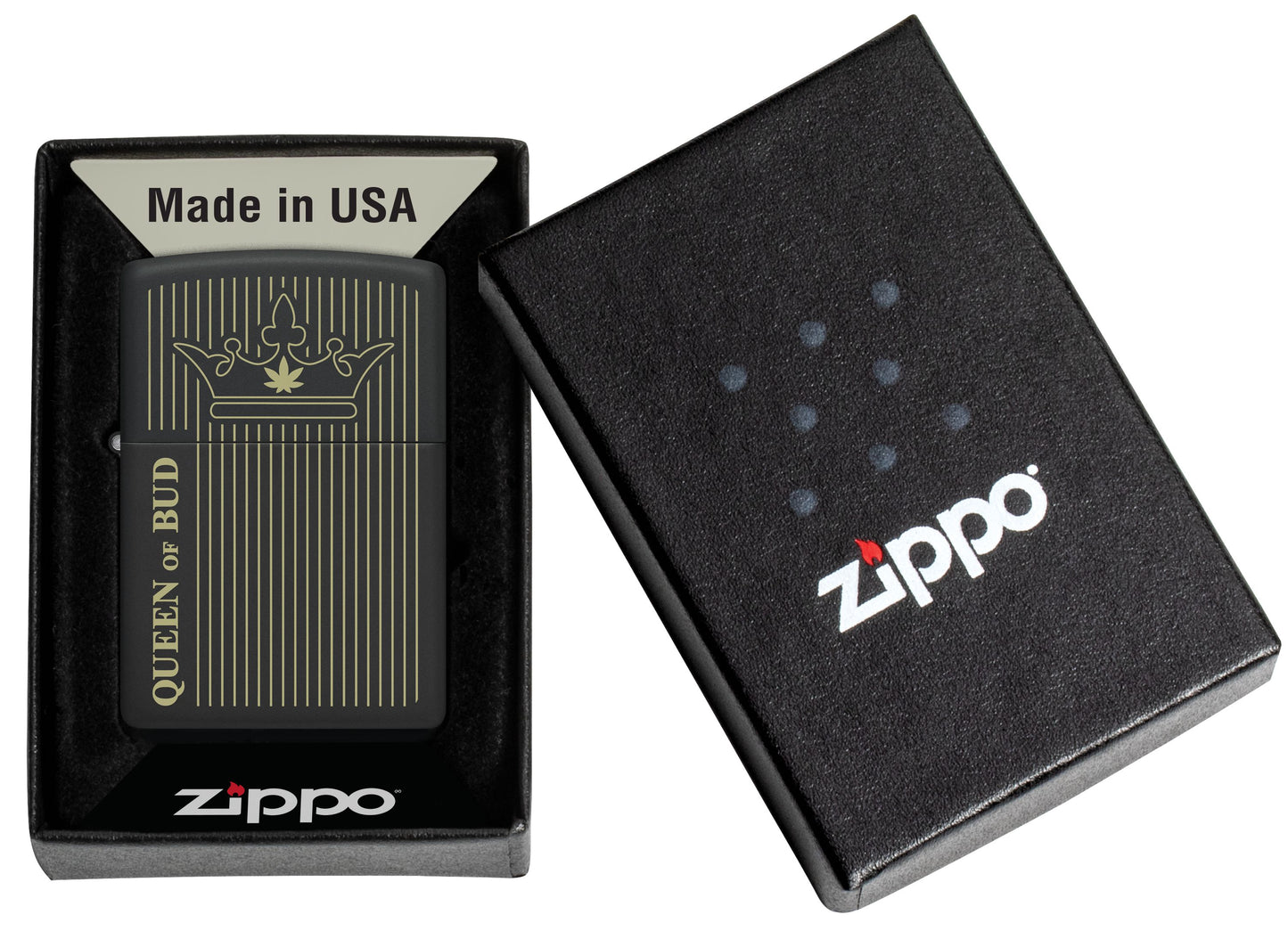 Zippo Cannabis - Queen Of Bud, Laser Engrave Black Matte Lighter #46683