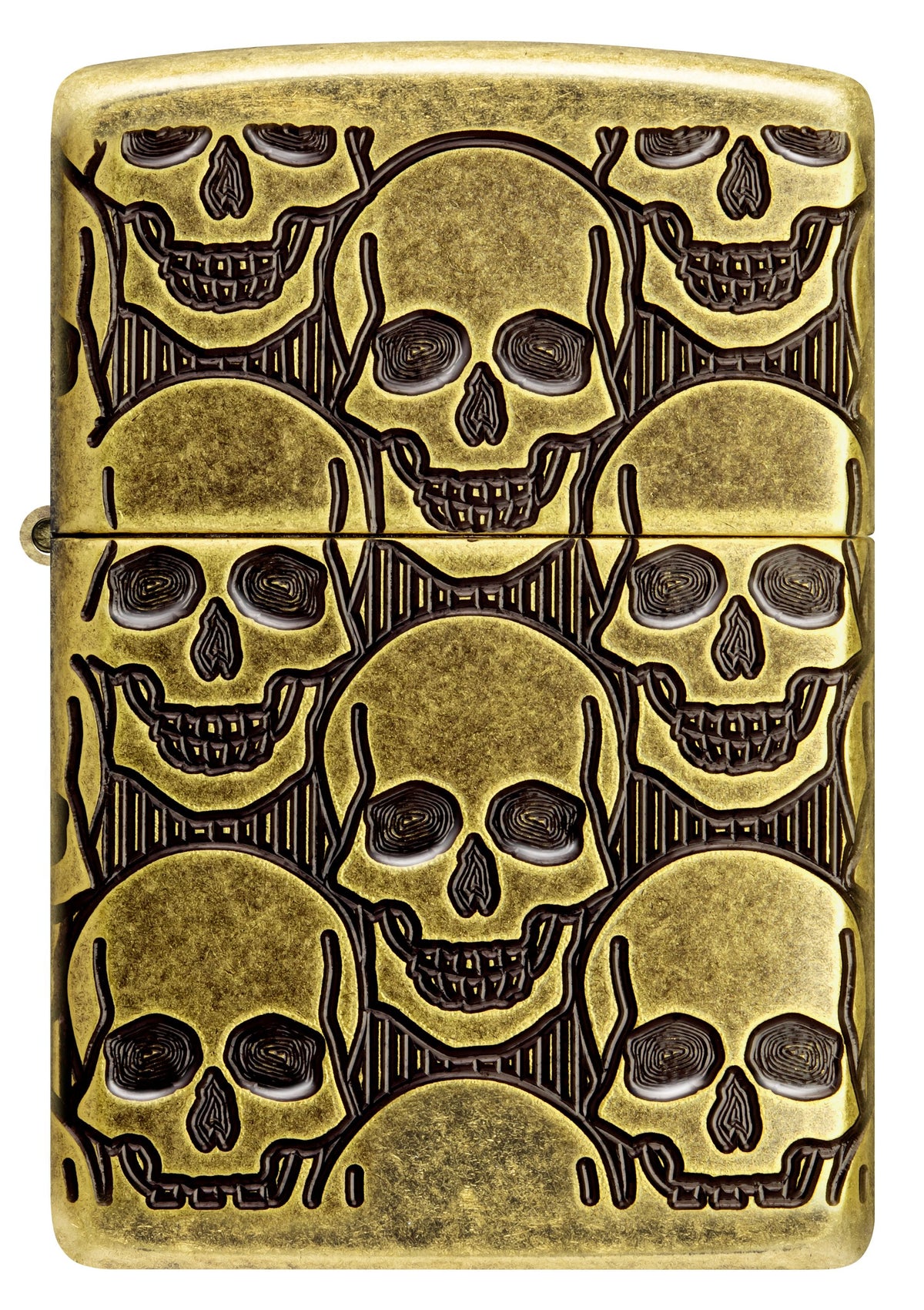 Zippo Armor Skulls Pattern, Antique Brass Lighter #46302