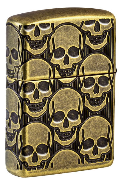 Zippo Armor Skulls Pattern, Antique Brass Lighter #46302