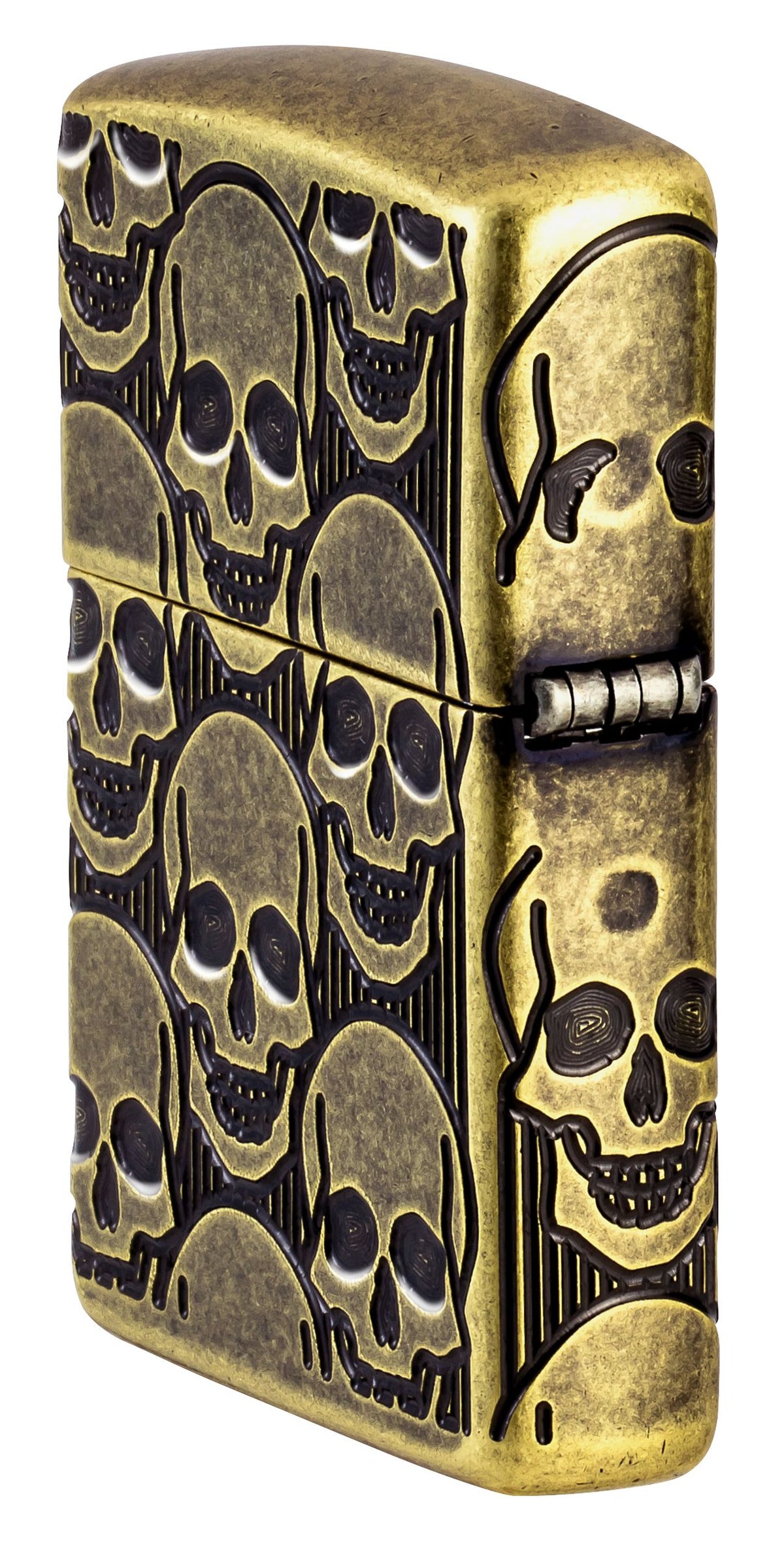 Zippo Armor Skulls Pattern, Antique Brass Lighter #46302