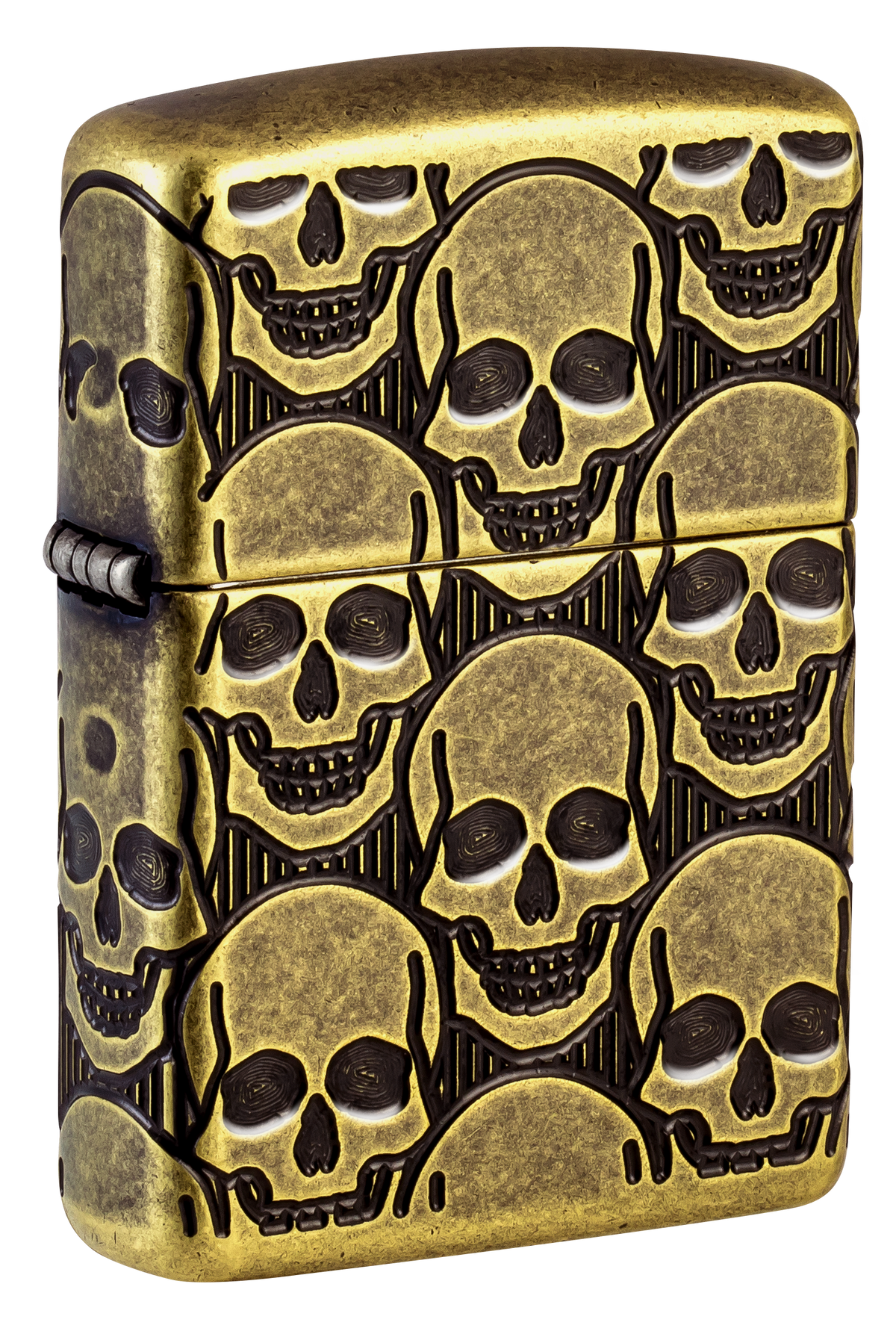 Zippo Armor Skulls Pattern, Antique Brass Lighter #46302
