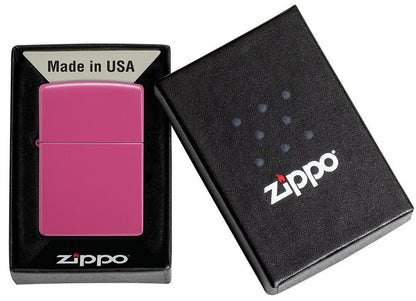 Zippo Pink Frequency Finish Lighter & Brown Leather Belt Pouch Gift Box Set