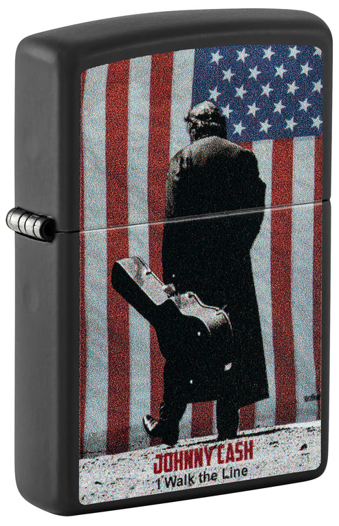 Zippo Johnny Cash I Walk The Line USA Design, Black Matte Lighter #46166