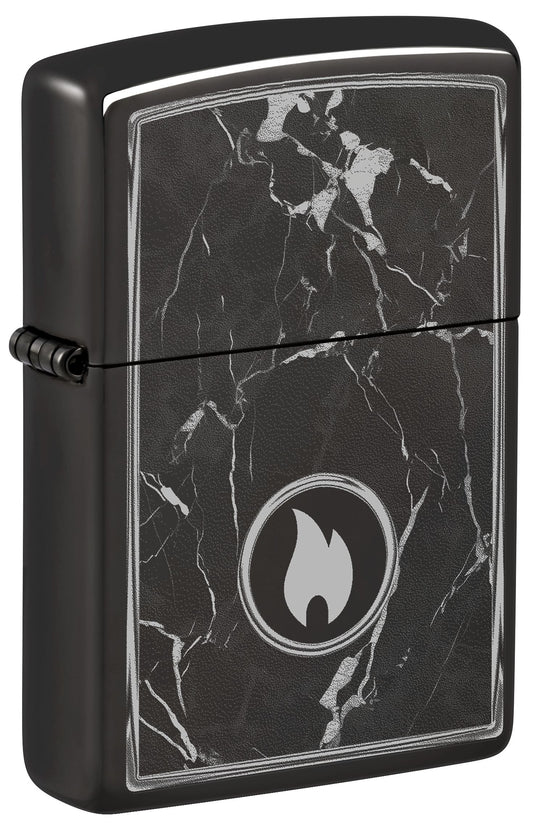 Zippo Marble Flame Design, High Polish Black Lighter #46571