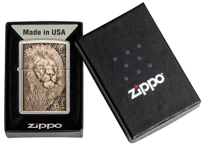 Zippo Lion Head Emblem, Street Chrome Lighter #47171