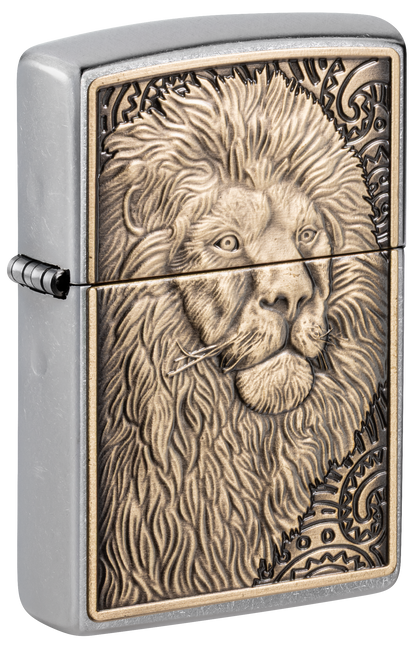 Zippo Lion Head Emblem, Street Chrome Lighter #47171