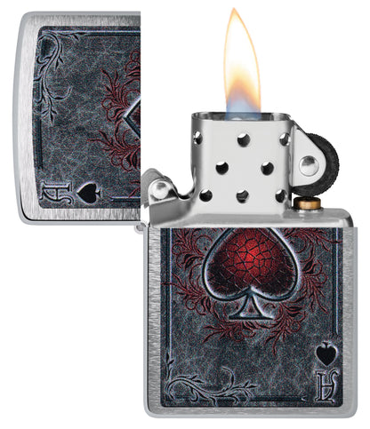 Zippo Ace of Spades, Brushed Chrome Lighter #47185