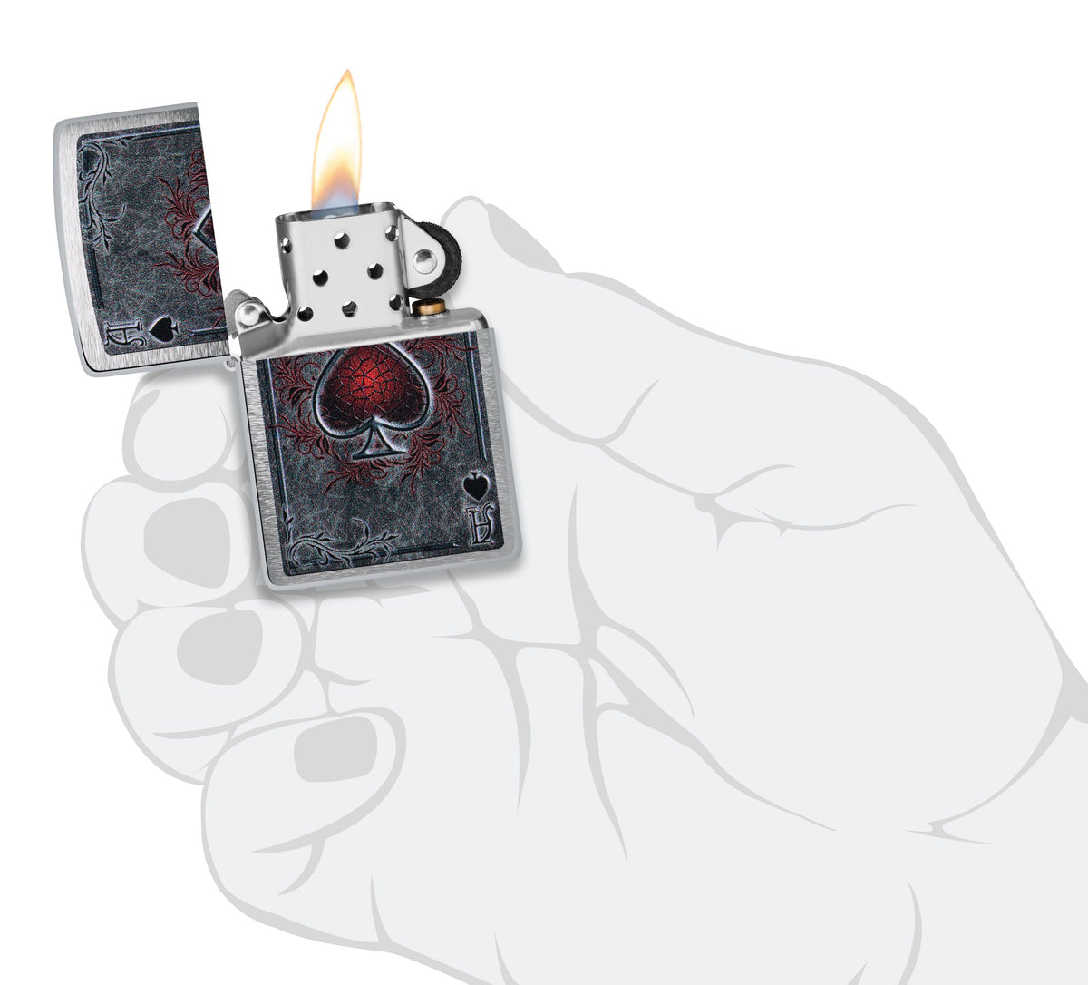 Zippo Ace of Spades, Brushed Chrome Lighter #47185