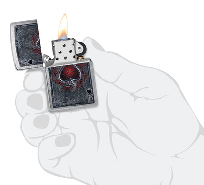 Zippo Ace of Spades, Brushed Chrome Lighter #47185
